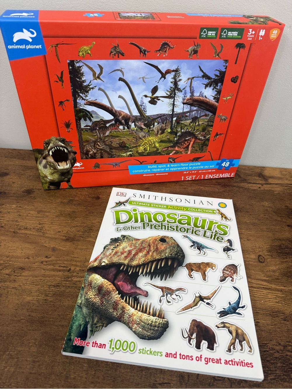 Dinosaur Puzzle & Brand New Smithsonian Sticker Activity Book - Kids Toys